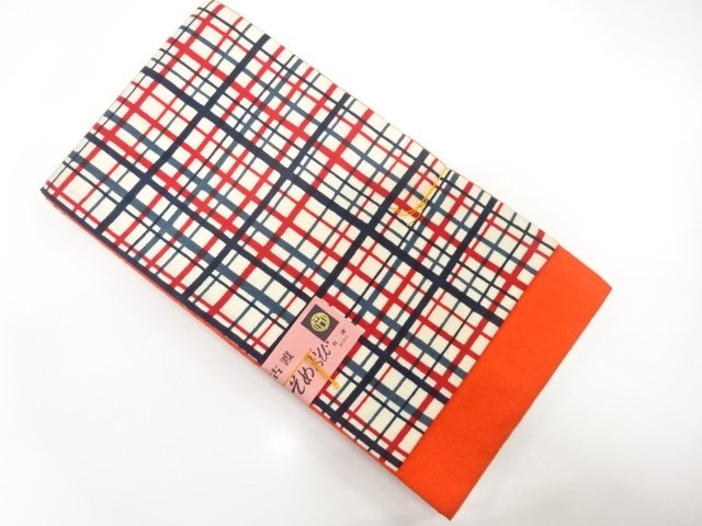 JAPANESE HANHABA OBI / UNUSED / WOVEN ABSTRACT GRID